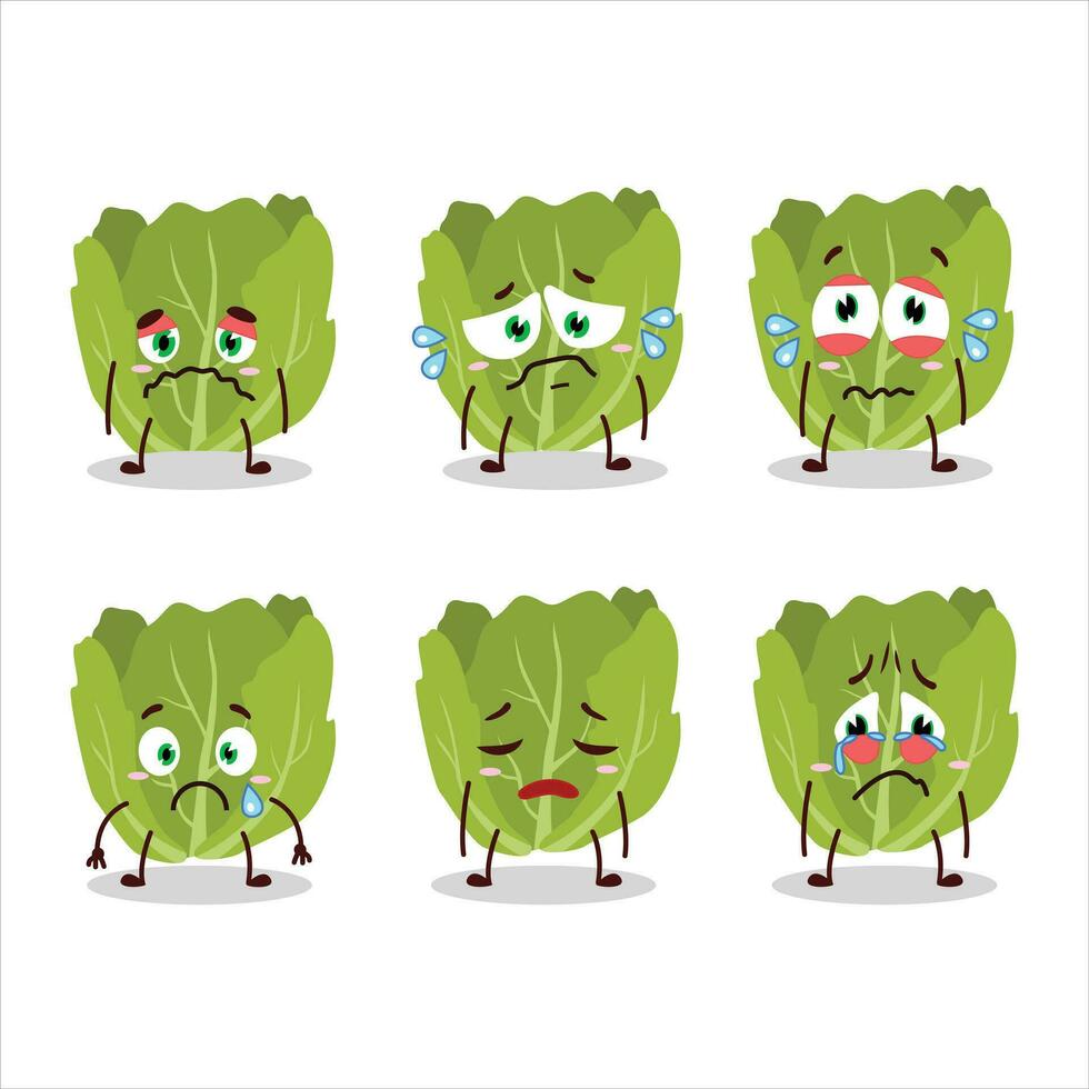 Romain letuce cartoon character with sad expression vector