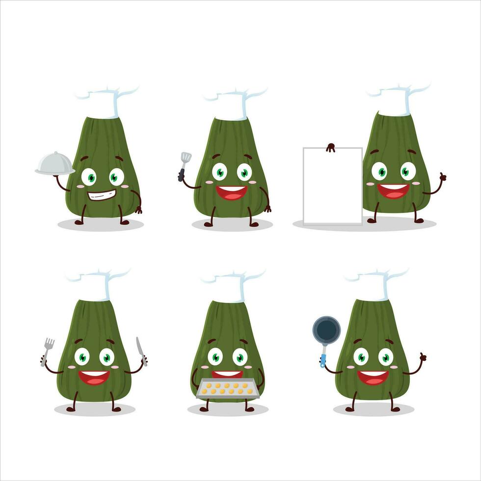 Cartoon character of squash with various chef emoticons vector