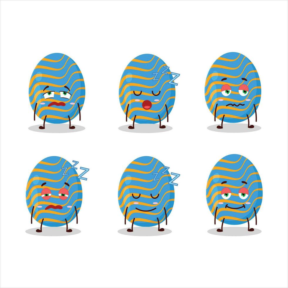 dibujos animados personaje de ligero azul Pascua de Resurrección huevo con soñoliento expresión vector