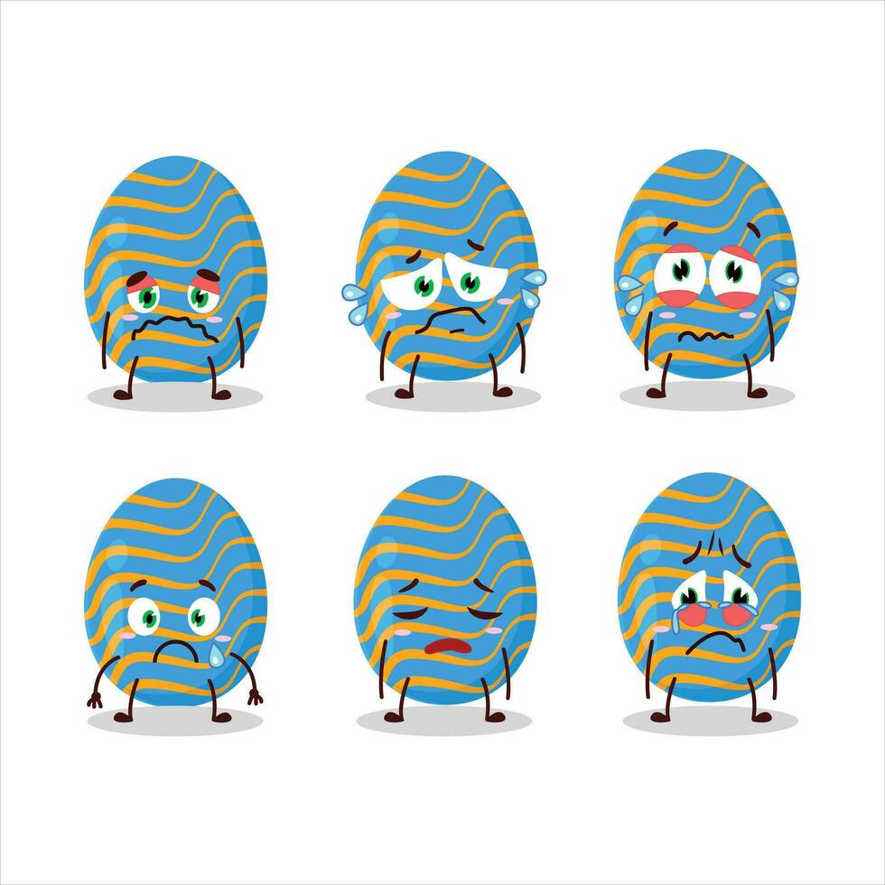 Light blue easter egg cartoon character with sad expression vector