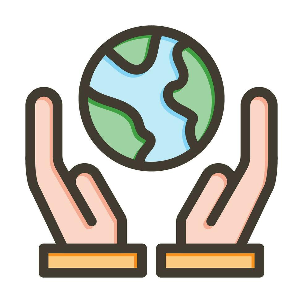 Save The World Vector Thick Line Filled Colors Icon For Personal And Commercial Use.