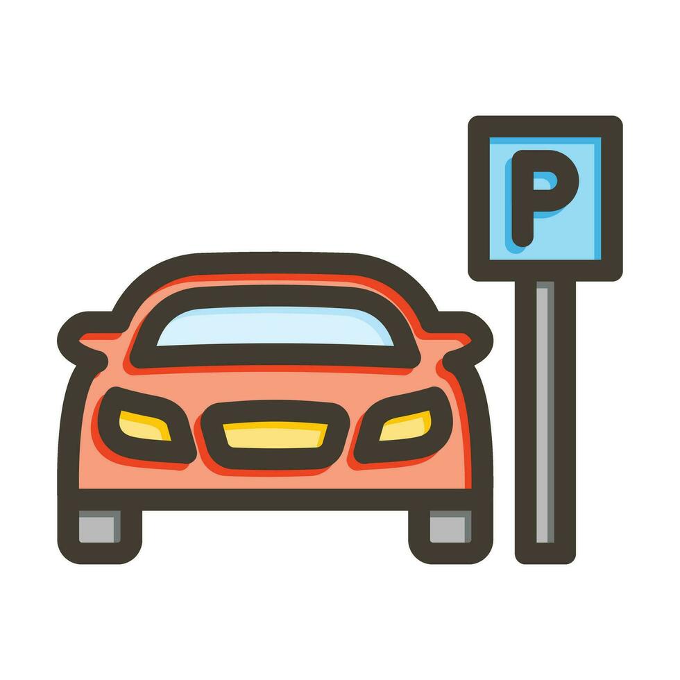 Car Park Vector Thick Line Filled Colors Icon For Personal And Commercial Use.