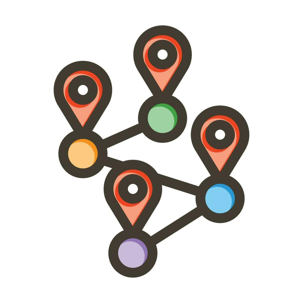 Multiple Destinations Vector Thick Line Filled Colors Icon For Personal And Commercial Use.