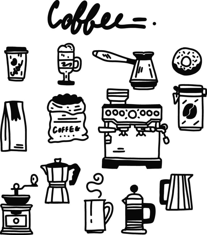 hand drawing coffee icon design vector