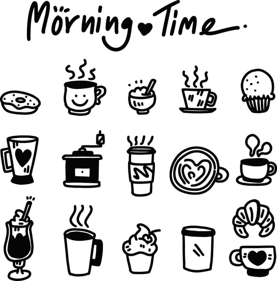 hand drawing morning time design vector