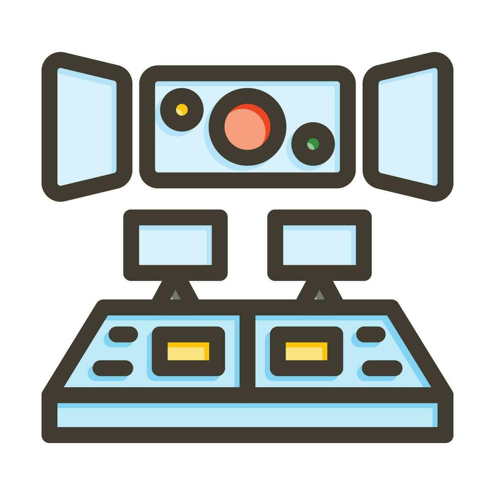 Spaceship Control Room Vector Thick Line Filled Colors Icon For Personal And Commercial Use.