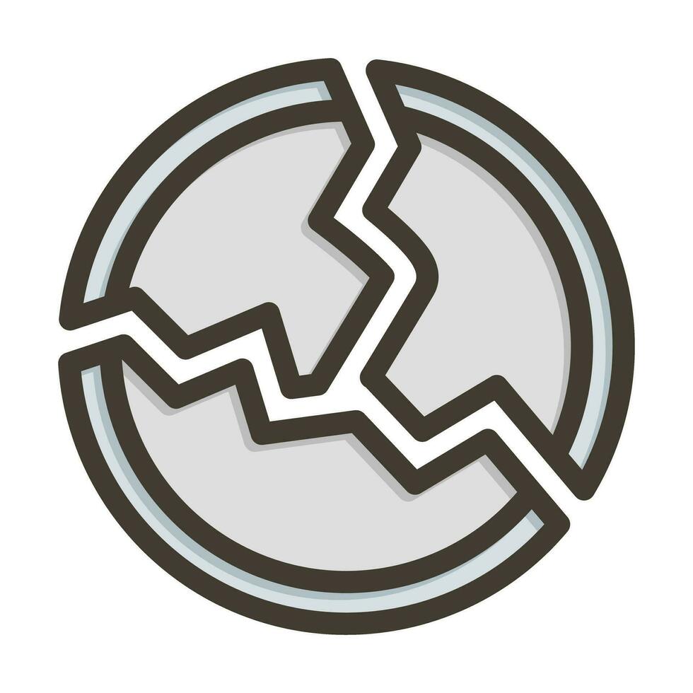Broken Plate Vector Thick Line Filled Colors Icon For Personal And Commercial Use.