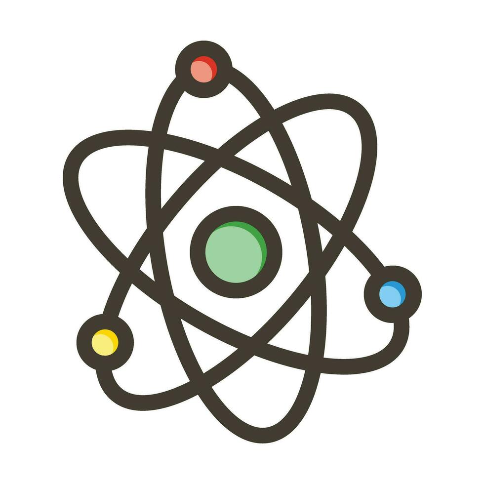 átomo vector grueso línea lleno colores icono para personal y comercial usar.