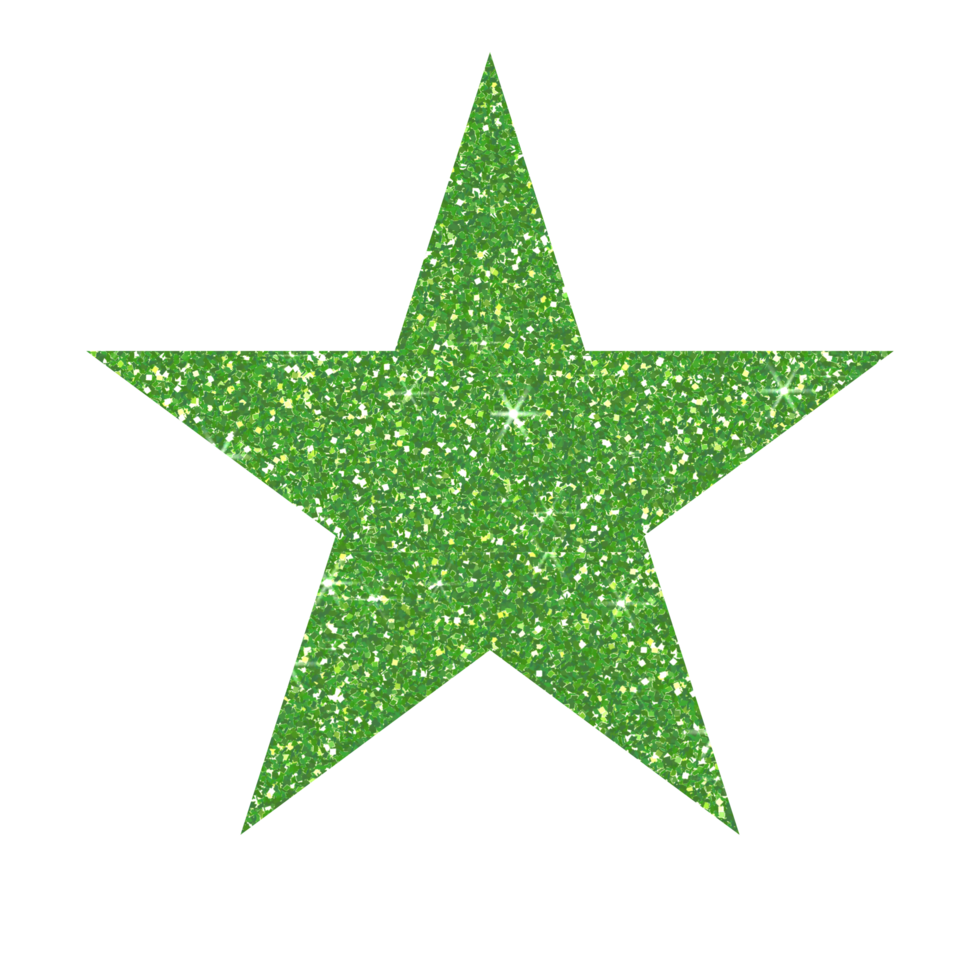 Green star glitter on transparent backgroud. Design for decorating,background, wallpaper, illustration png