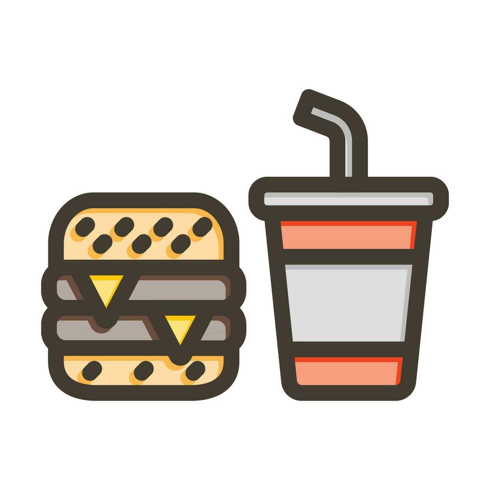 rápido comida vector grueso línea lleno colores icono para personal y comercial usar.