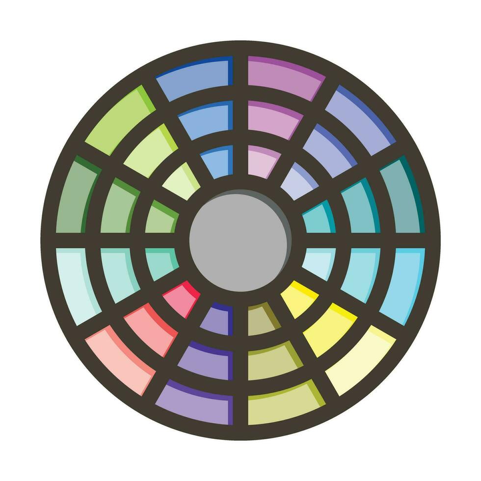 Color Wheel Vector Thick Line Filled Colors Icon For Personal And Commercial Use.