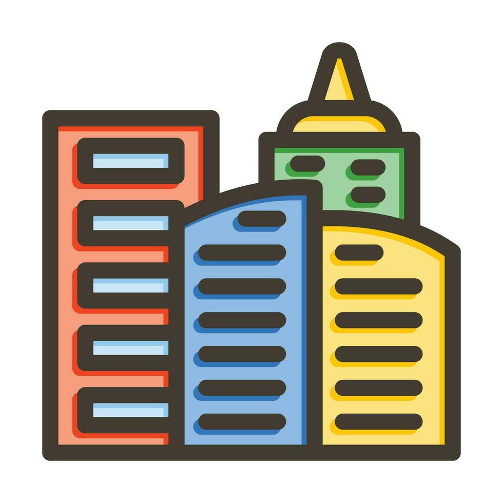 City Vector Thick Line Filled Colors Icon For Personal And Commercial Use.