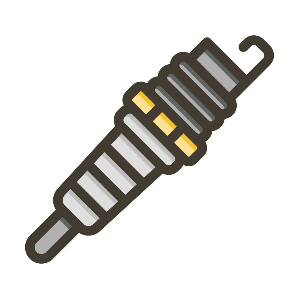 Spark Plug Vector Thick Line Filled Colors Icon For Personal And Commercial Use.