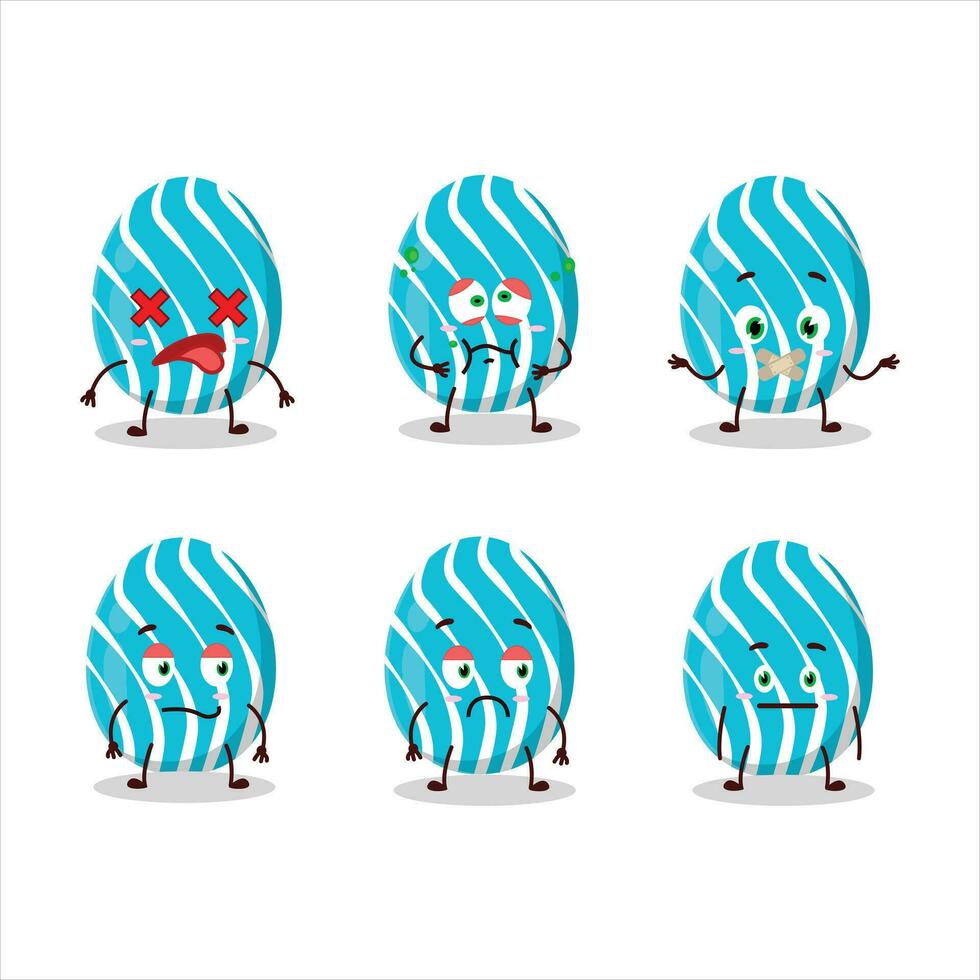 Cyan easter egg cartoon character with nope expression vector