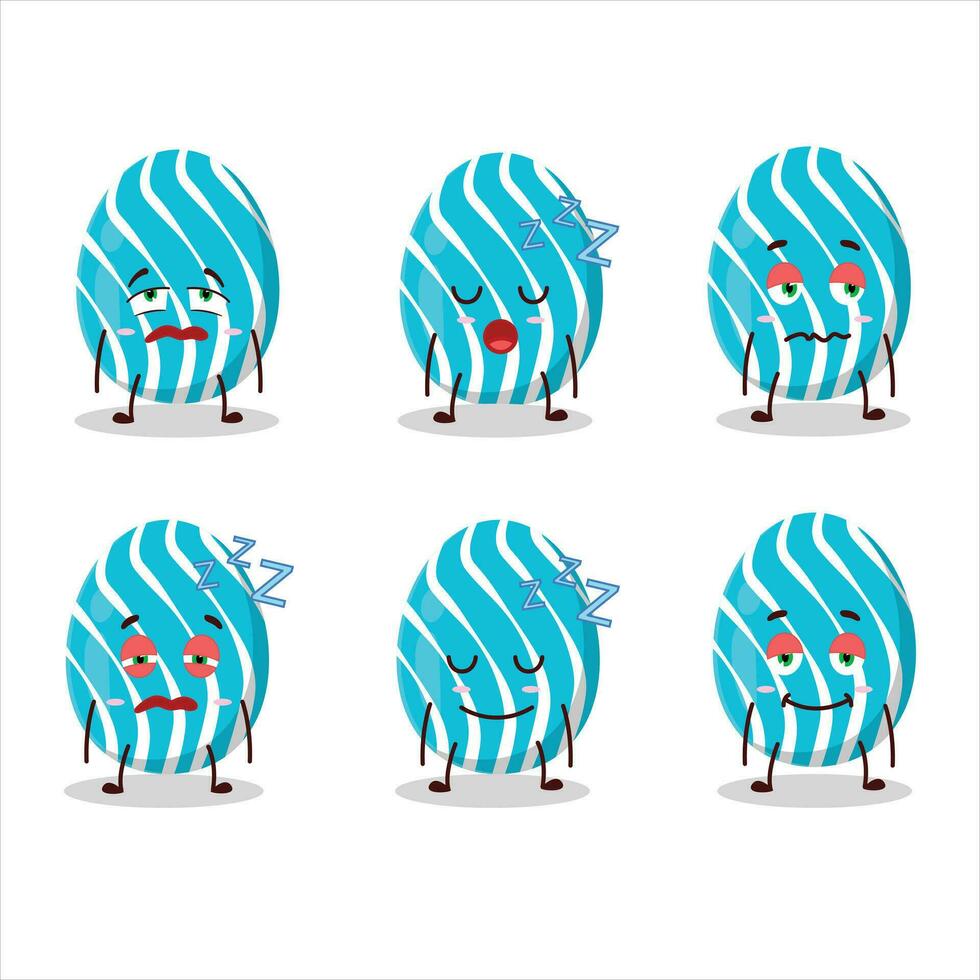 Cartoon character of cyan easter egg with sleepy expression vector