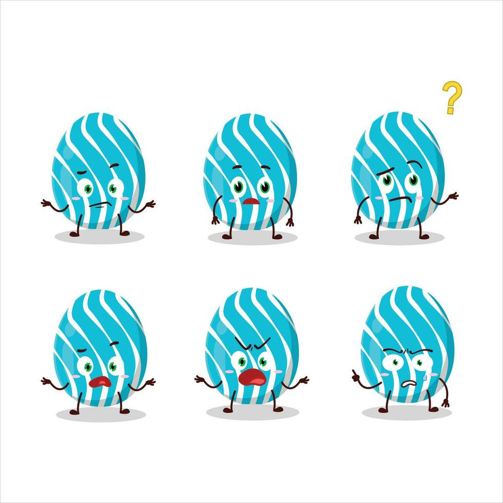 Cartoon character of cyan easter egg with what expression vector