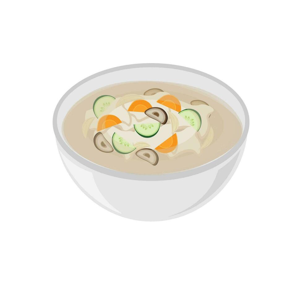 Sujebi Seafood Dumpling Soup Illustration Logo vector
