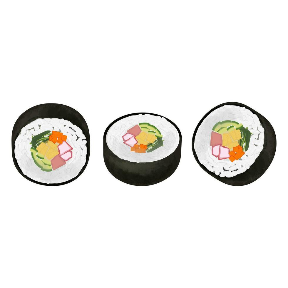 logo ilustración de tradicional coreano comida gimbap o kimbap vector