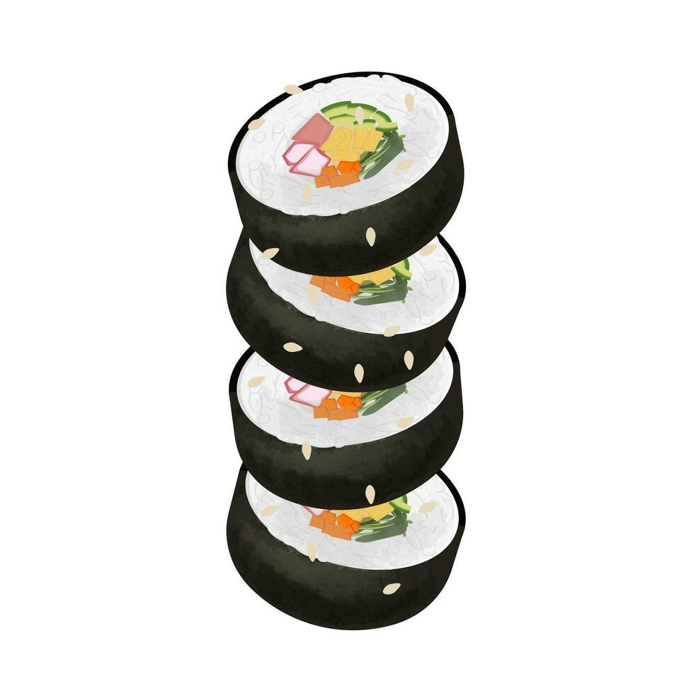 Korean Sushi Gimbap Or Kimbap Illustration Logo vector