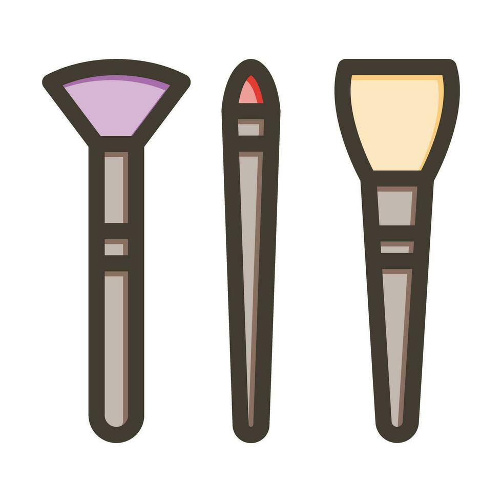 Makeup Brushes Vector Thick Line Filled Colors Icon For Personal And Commercial Use.