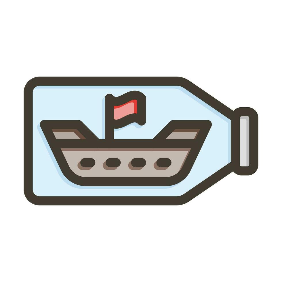 Ship In A Bottle Vector Thick Line Filled Colors Icon For Personal And Commercial Use.