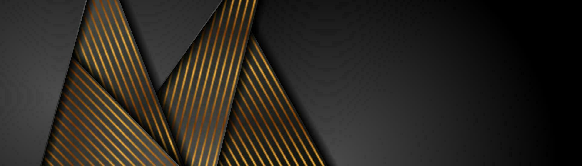 Abstract black and bronze smooth stripes corporate banner design vector