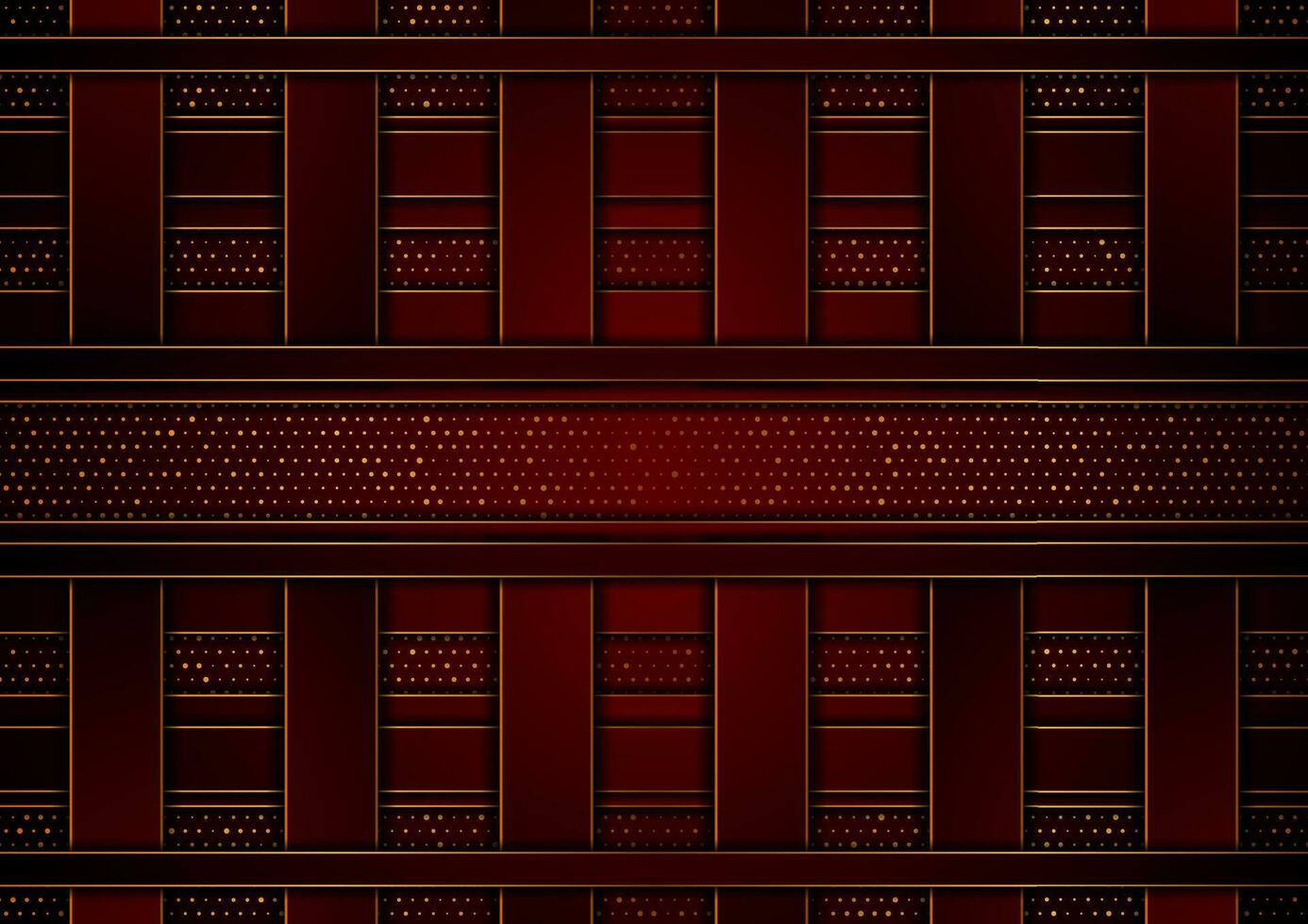 Dark red and golden abstract tech geometric background vector