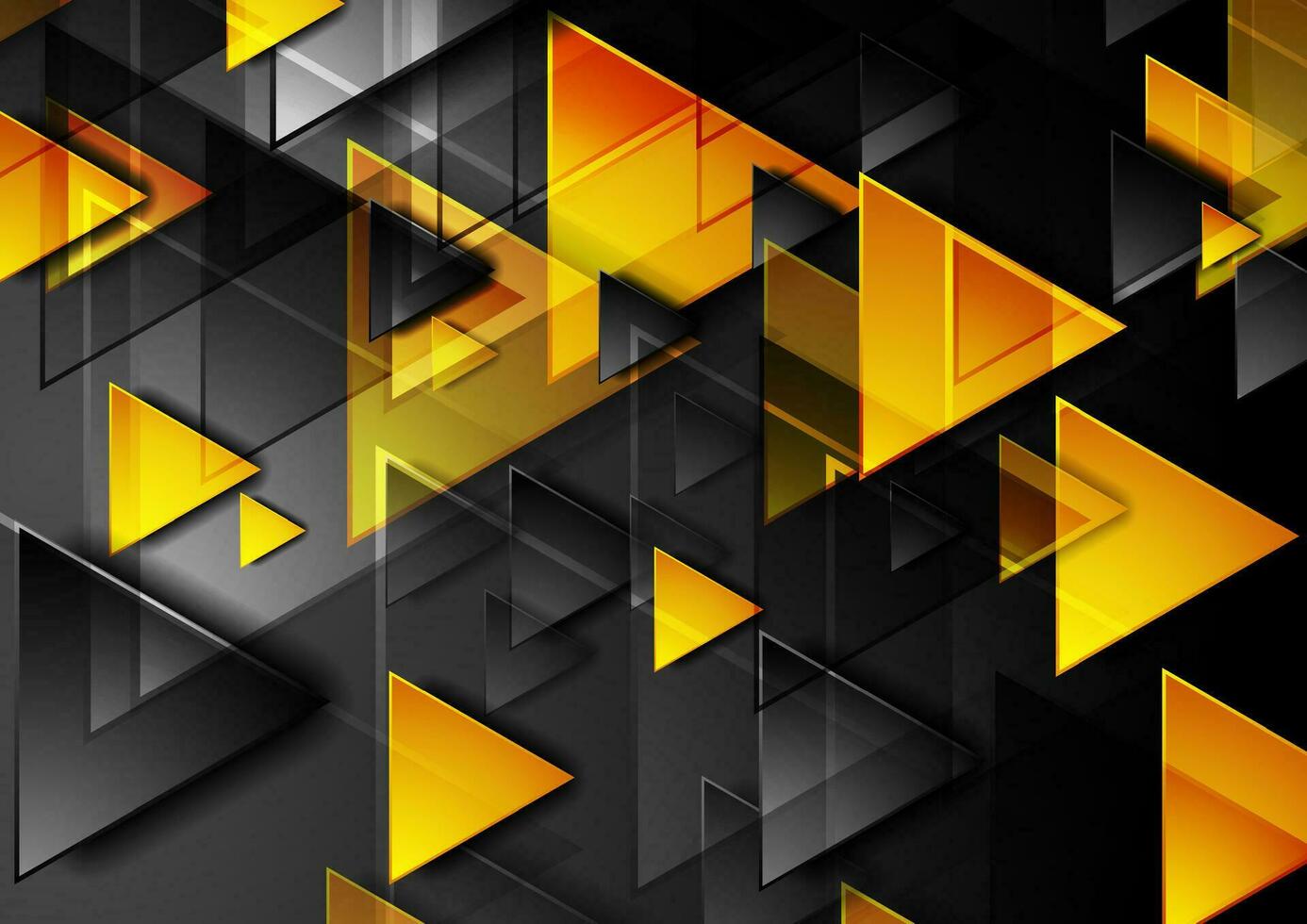 Black and orange glossy triangles abstract background vector