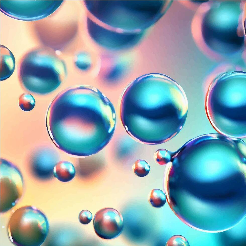 Vector Cosmetic essence, liquid bubble, molecule antioxidant of liquid bubble on water 3d background. photo