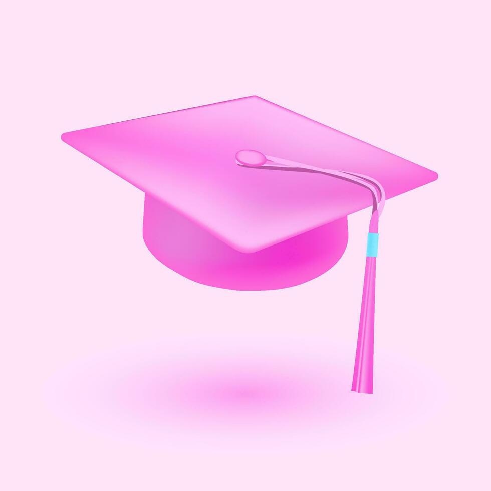 Graduate hat 3D illustration. Vector. Perfect for celebratory designs, graduation announcements, educational materials, and more vector