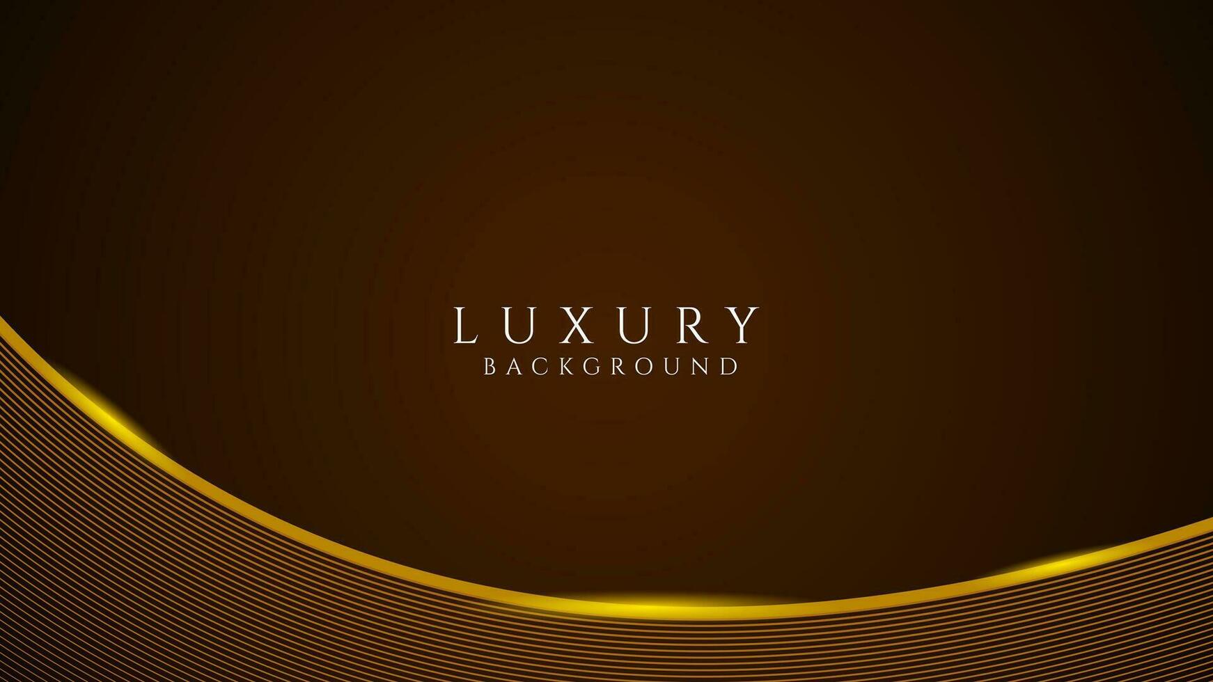 Luxury dark brown background with gold glowing stripes. horizontal background template. Vector illustration