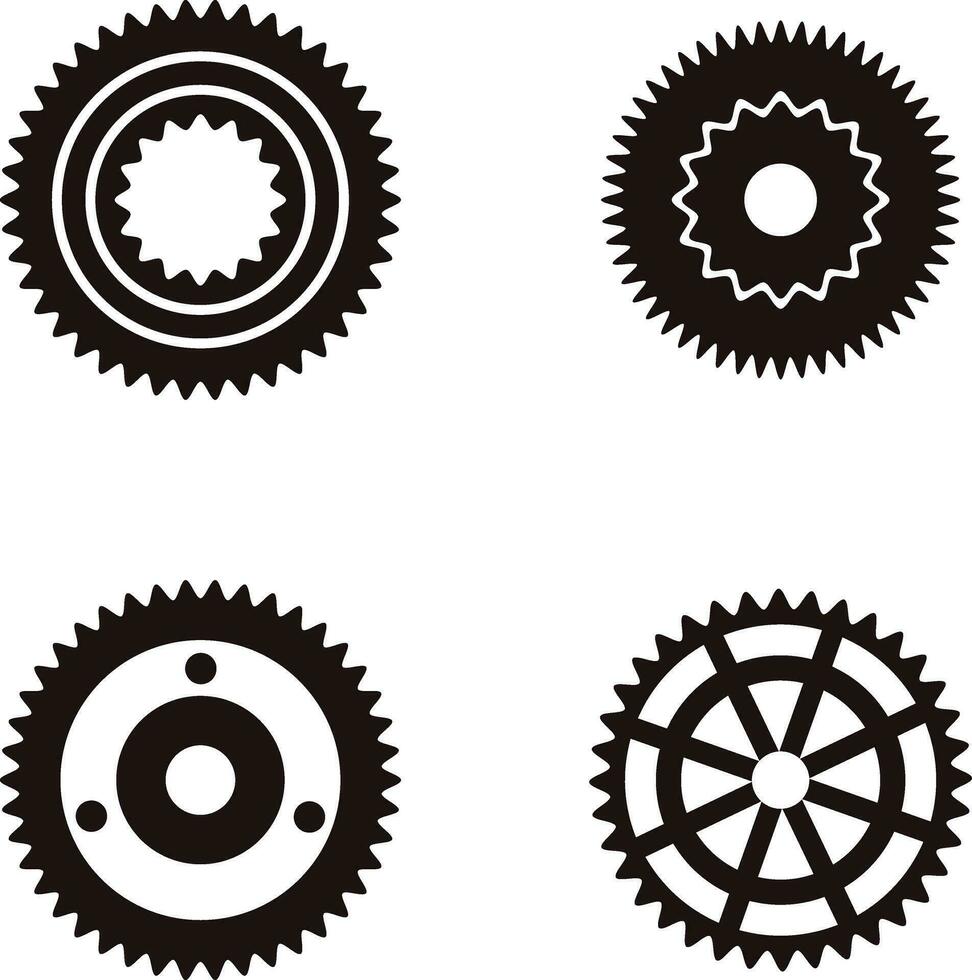 Gear Wheel Shape Set. Flat Design. Isolated on White Background vector