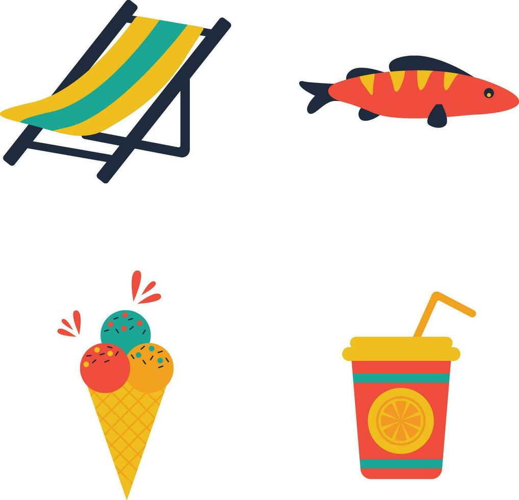Beach Summer Holiday Simple Design Element with Trendy Concept. Vector Illustration