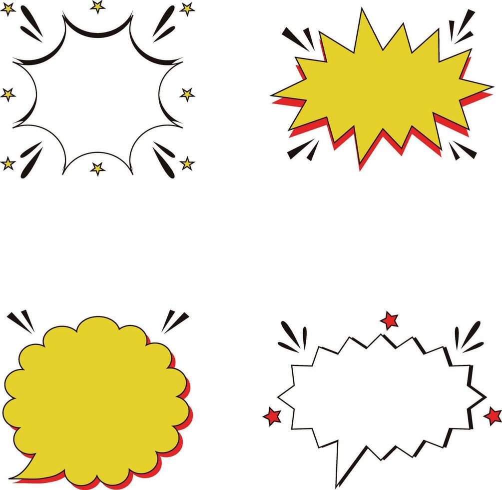 Comic Speech Bubble Effect Icon Collection. Simple Design Shape. Vector Illustration