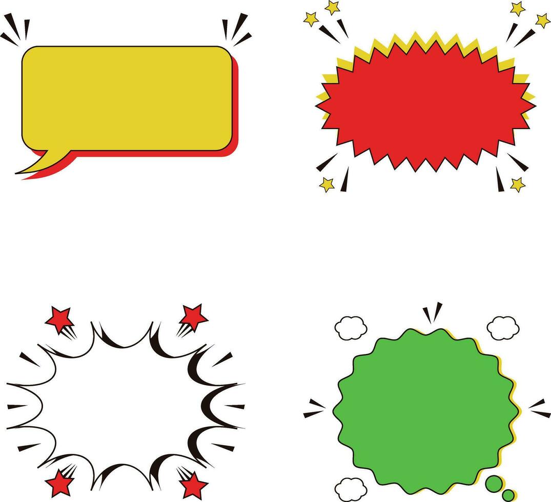 Comic Speech Bubble Effect Icon Collection. Simple Design Shape. Vector Illustration