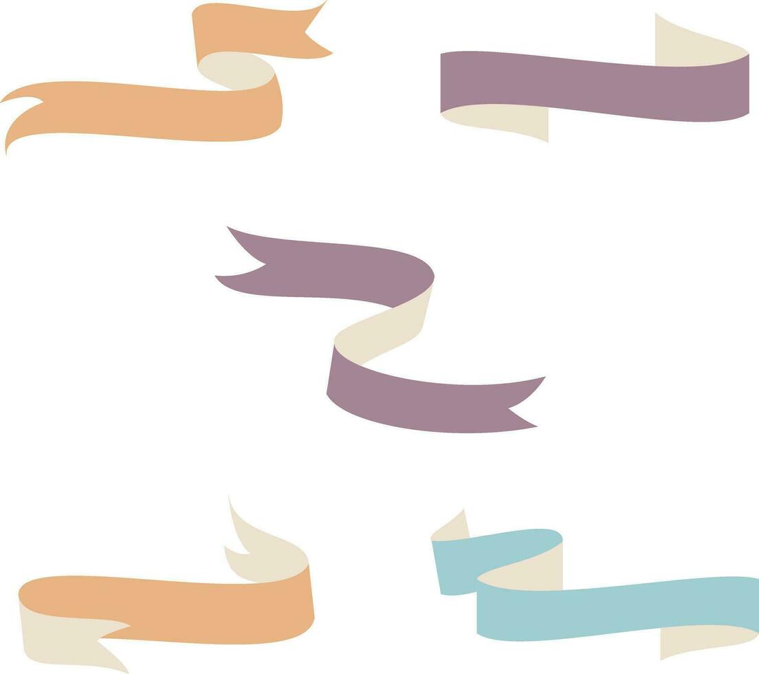 Homemade Ribbon Banner with Flat Design. Vector Icon Set.