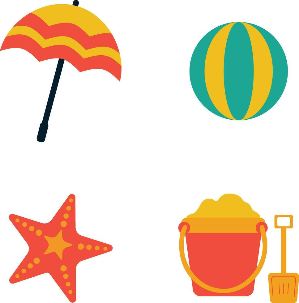 Beach Summer Holiday Simple Design Element with Trendy Concept. Vector Illustration