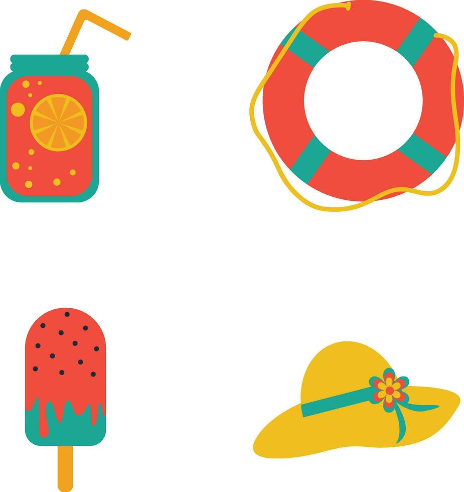 Beach Summer Holiday Simple Design Element with Trendy Concept. Vector Illustration