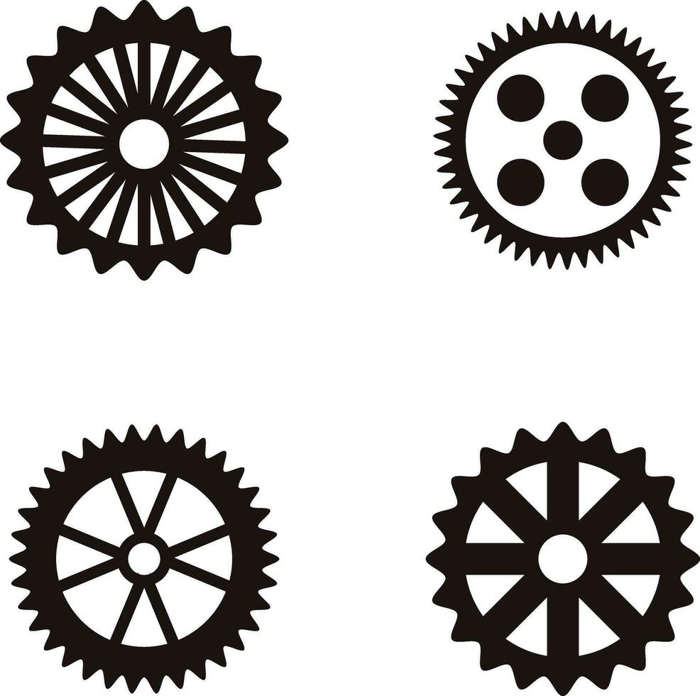 Gear Wheel Shape Set. Flat Design. Isolated on White Background vector