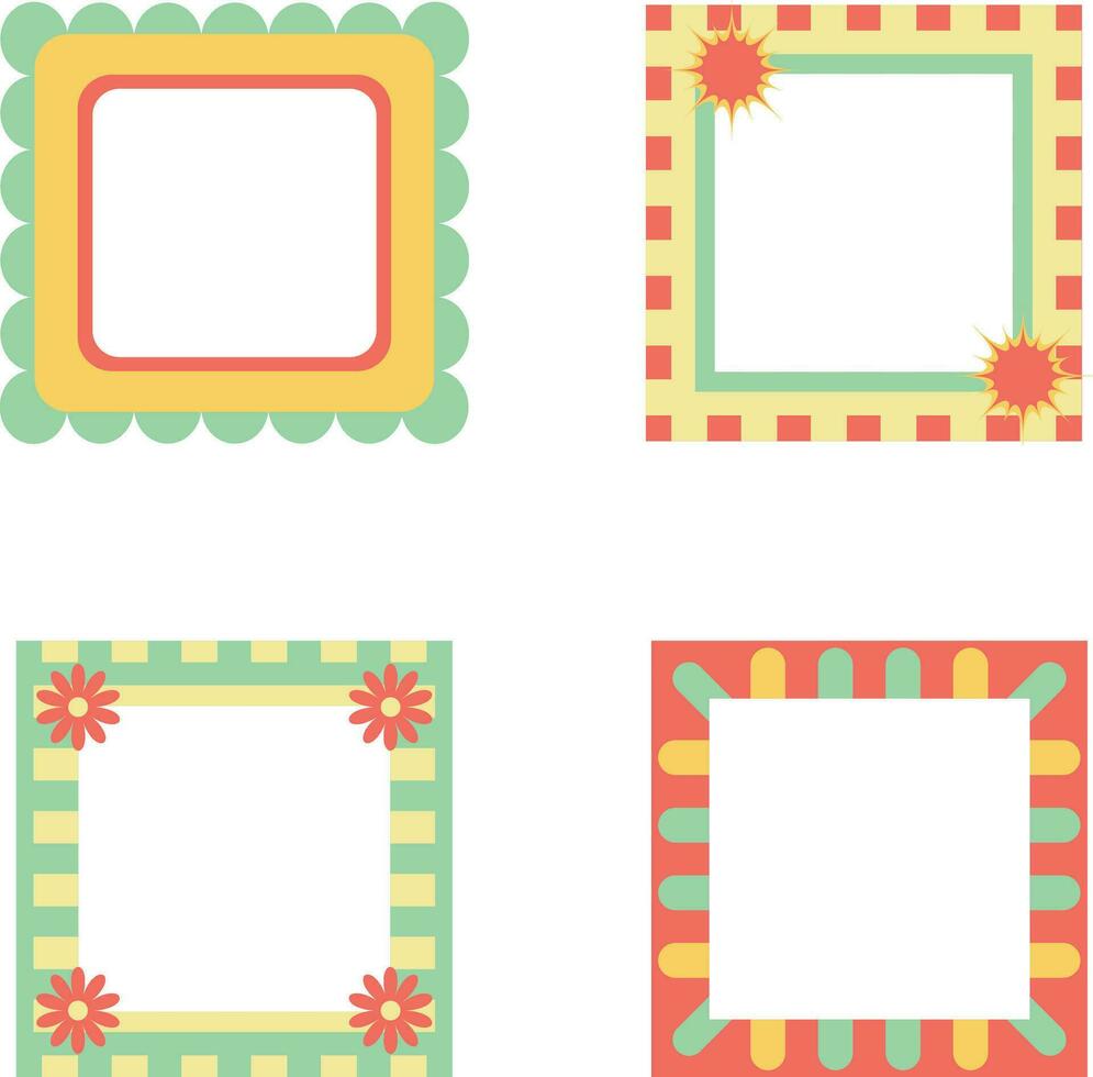 Minimalist Pop Frame Geometric Shape. Retro Design Style. Isolated Vector