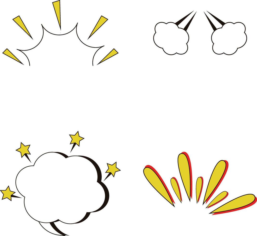 Comic Speech Bubble Effect Icon Collection. Simple Design Shape. Vector Illustration