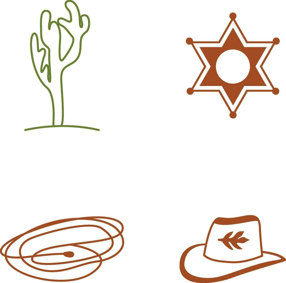 Wild West Icon Set. Simple and Flat Design. Old Art Style. Vector Illustration