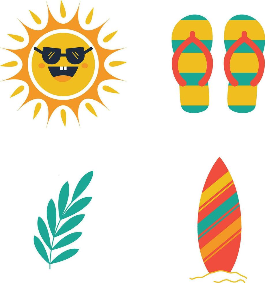 Beach Summer Holiday Simple Design Element with Trendy Concept. Vector Illustration