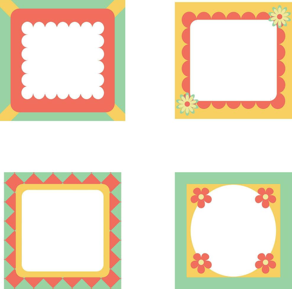 Minimalist Pop Frame Geometric Shape. Retro Design Style. Isolated Vector