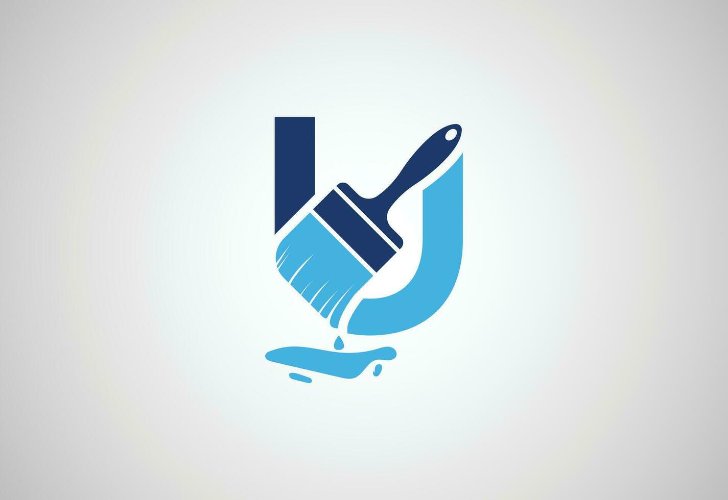 Alphabets initial U letter logo with Paint  Brush, Vector design concept