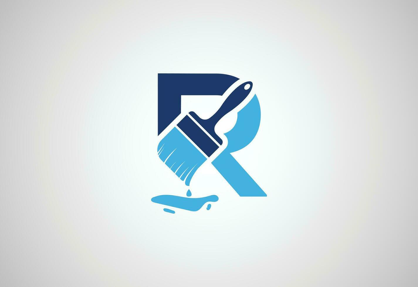Alphabets initial R letter logo with Paint  Brush, Vector design concept