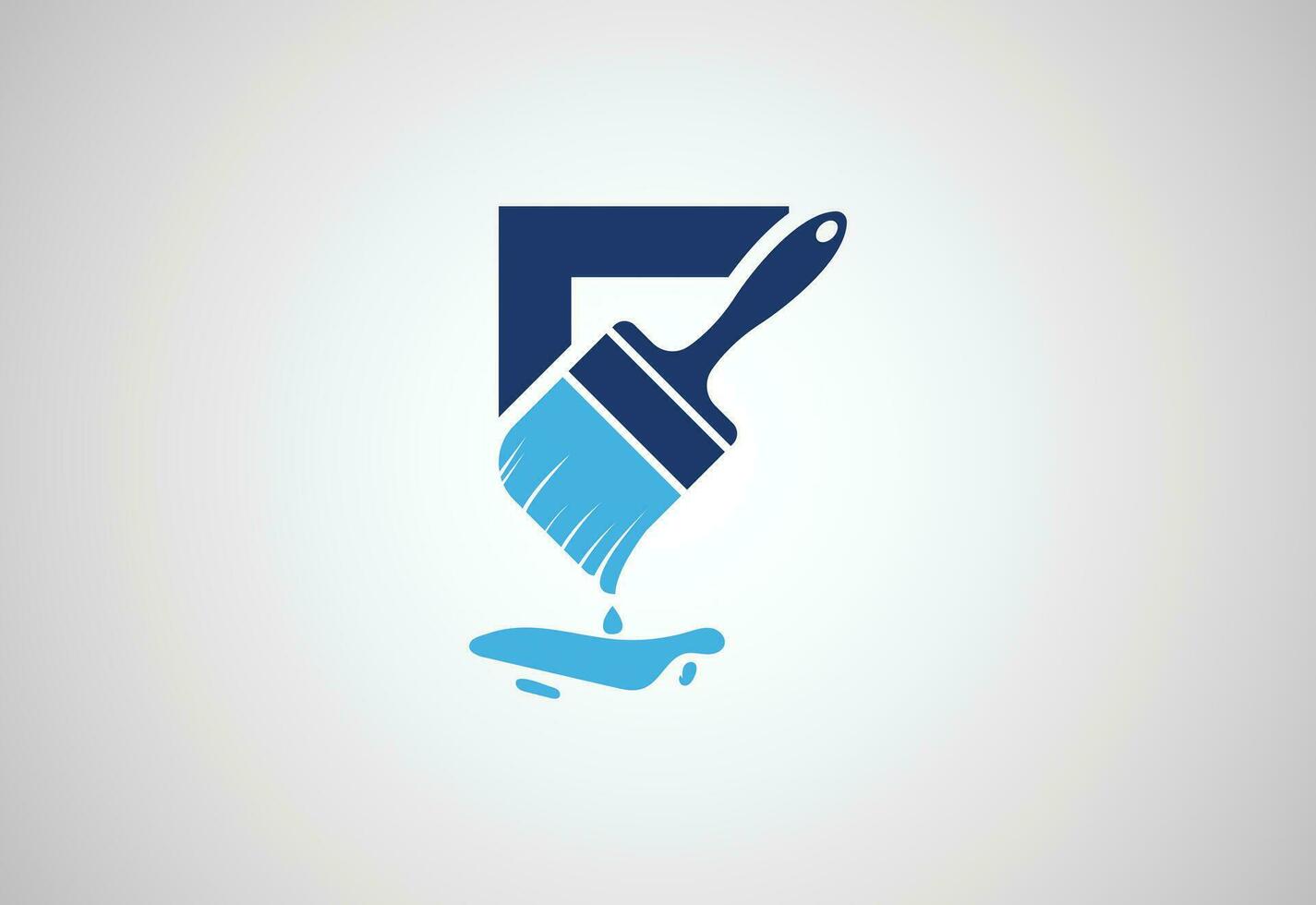 Alphabets initial F letter logo with Paint  Brush, Vector design concept