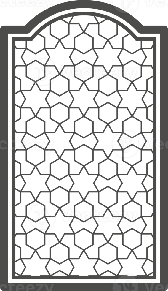 Ramadan window with pattern. Arabic frame of mosque door. Islamic design template. Oriental decoration with ornament. png
