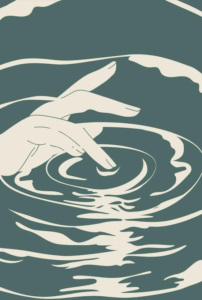 estético ilustración con concéntrico círculos en el agua. ondas desde el toque de mano. vector