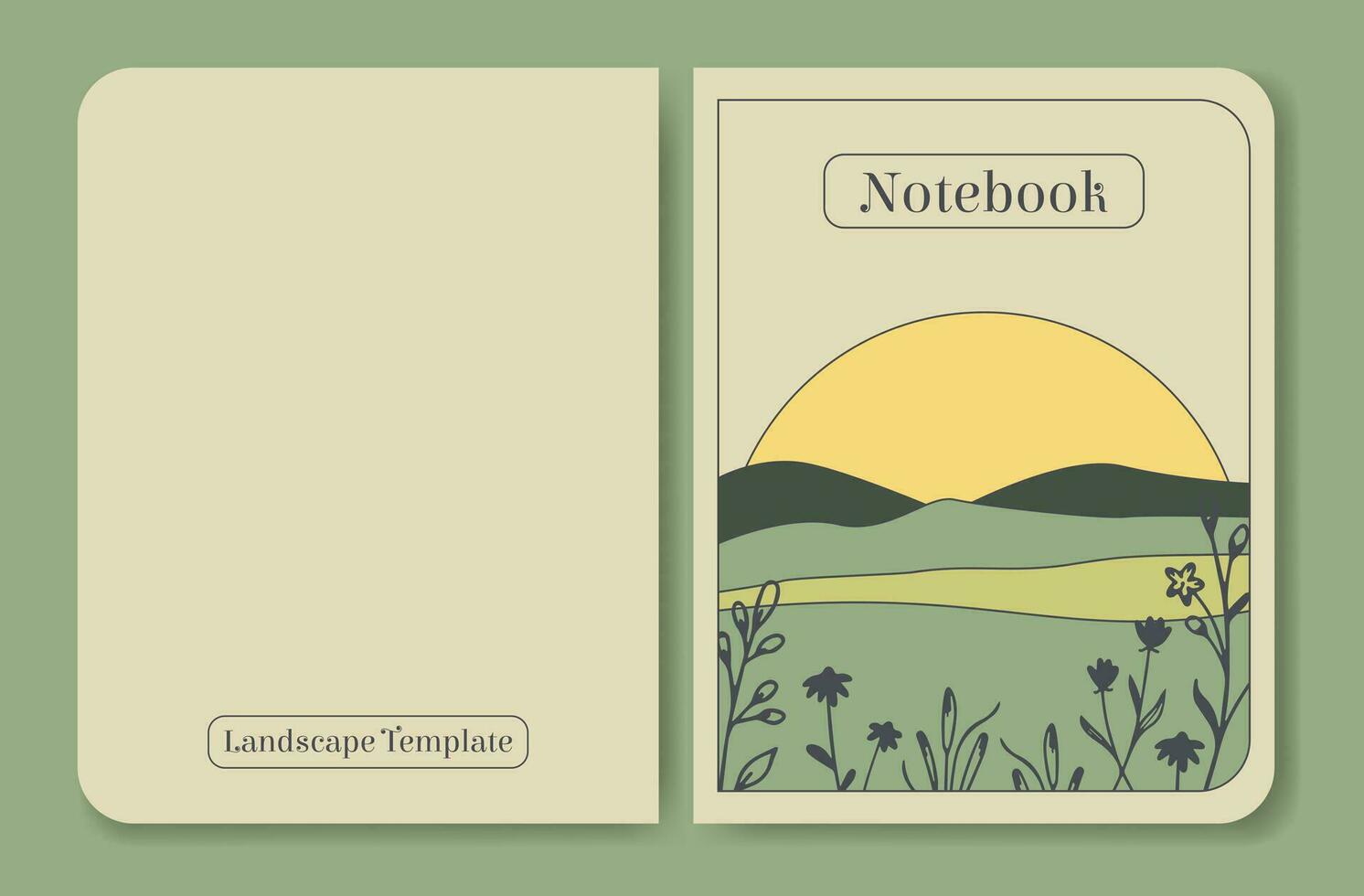 Notebook cover template minimalist summer meadow design vector